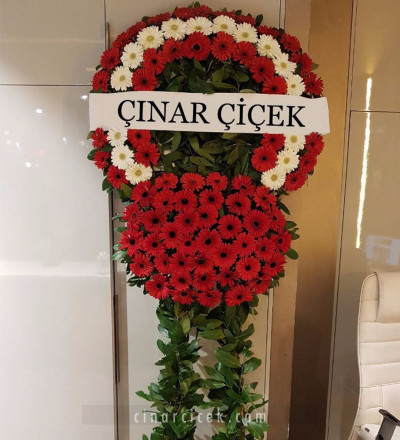 Kırmzı Beyaz Cenaze Çelenk